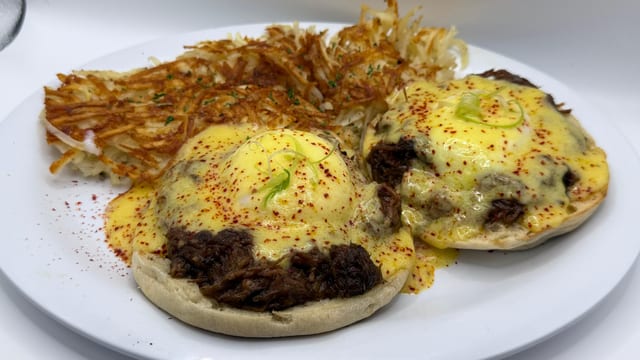 Kalbi Jjim Eggs Benedict.
