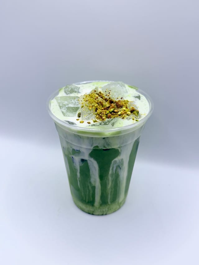 Pistachio Cream Iced Matcha.